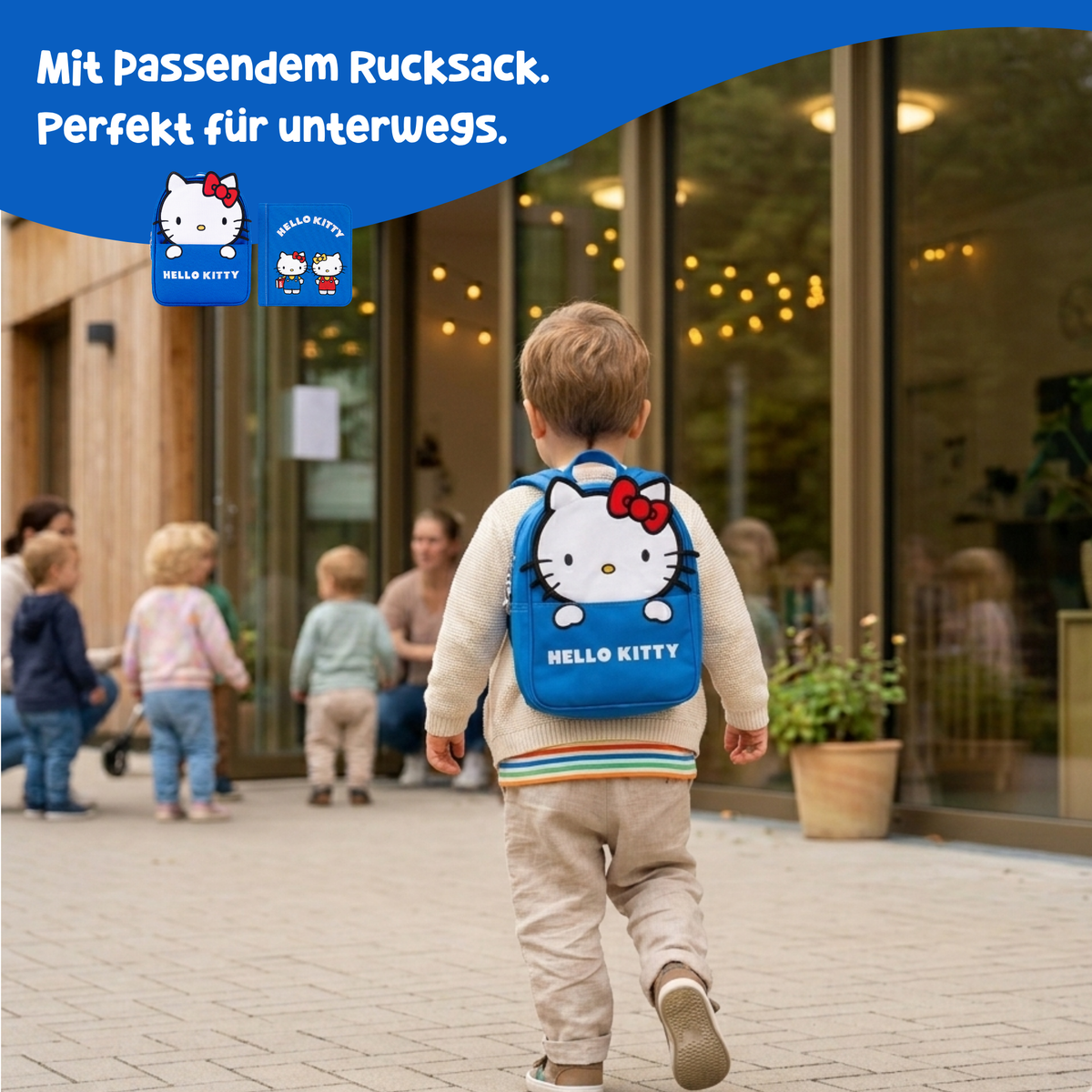 My First Book Hello Kitty (blau) + Rucksack Set
